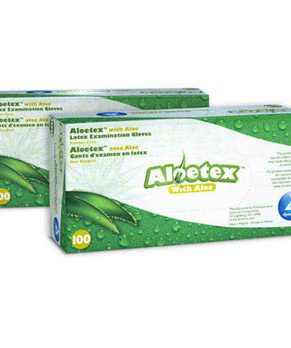 AloeTex Latex Gloves,  Medium, Green, 10/100/Cs