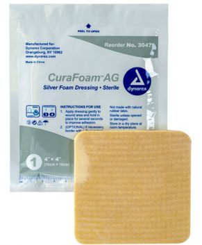 CuraFoam AG - Silver Foam Dressing, 4