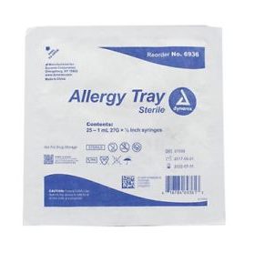 Allergy Non-Safety Syringe Tray - 1cc, 27G, 1/2
