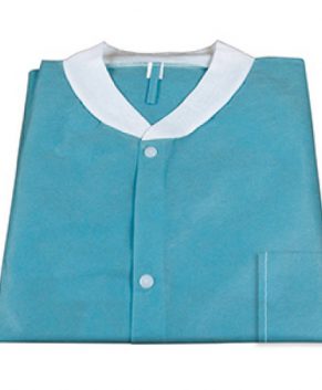 Lab Coat w/out Pockets, BLUE Large, 3bags/10pcs/cs
