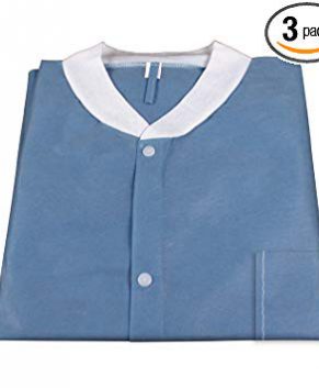 Labjacket w/ Pockets, BLUE Medium, 3bags/10pcs/cs