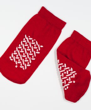 Double Sided Slipper Socks, S, Red, 48/Cs