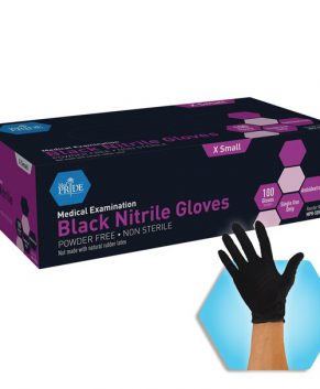 Black Nitrile Exam Gloves Powder Free, S, Black, 10/100/Cs