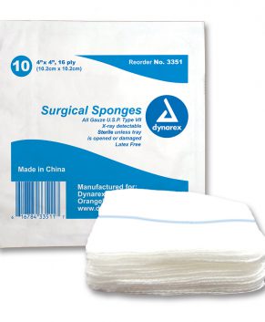 X-Ray Detectable Surgical Gauze Sponge Sterile, 4