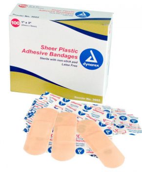 Sheer Plastic Adhesive Bandages  Sterile, 1