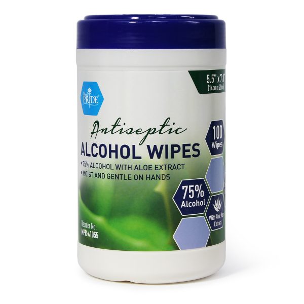 Antiseptic Alcohol Wipes - 75% Alcohol - 100/canister