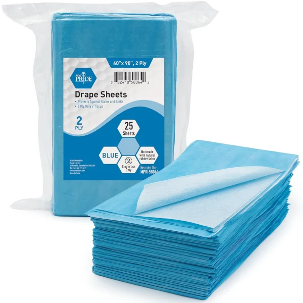 Drape Sheets - Blue - 40" x 60" - 2 ply - T/T - 4/25/cs.