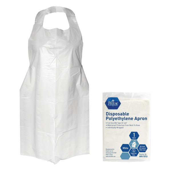 Disposable PE Aprons - Individ. Wrapped - 24"x 42" - 10/100/cs.