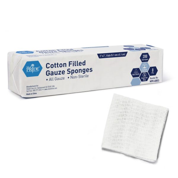 Gauze Sponge - N/S - Cotton filled - 2x2 - 8ply - 25/200/cs.