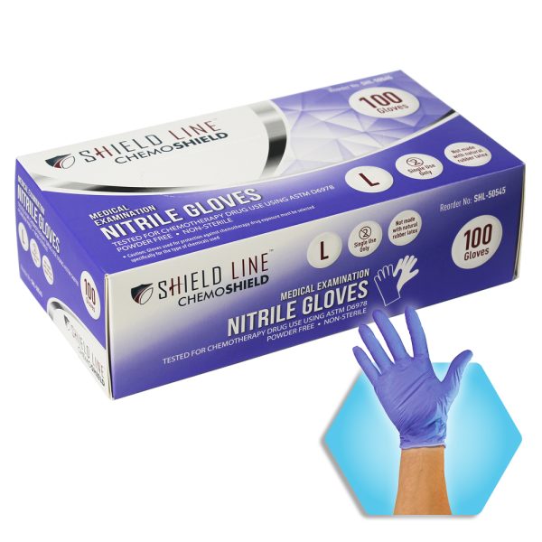 Medical Exam Nitrile Gloves - ChemoShield - Lg - N/S - Powder Free - 10/100/cs.