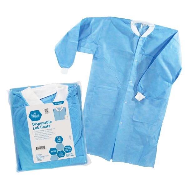 Lab Coat Blue XL w/3 Pocket Knit Collar and Cuff - 3/10/cs.